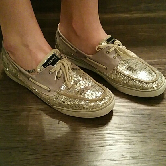 Sperry Shoes - Silver Sequin Sperry Top-Sider